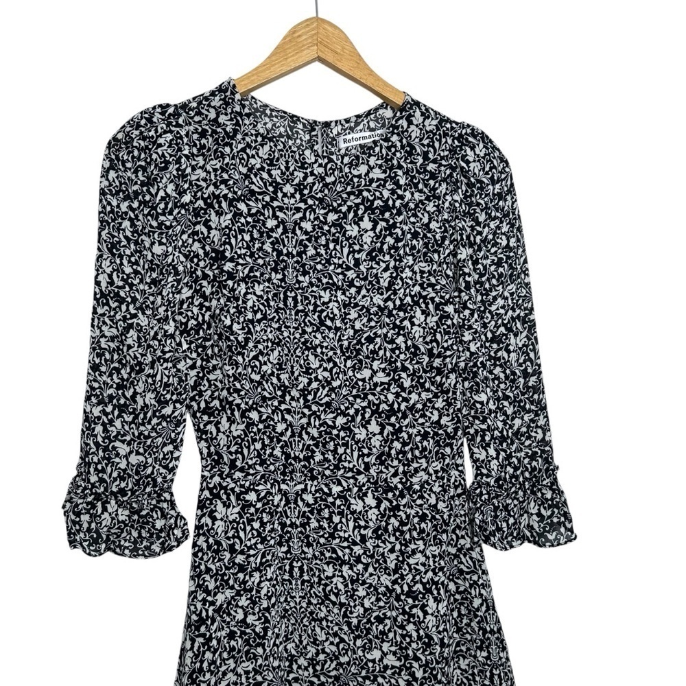 Reformation Doutzen Mini Ruffle Dress Suisse Ditsy Floral Print Women’s Size 0 - Picture 6 of 14